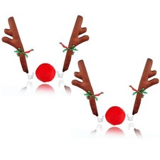 Christmas Car Reindeer Antlers and Nose Set - Rudolph Accessory with Jingle B...