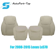For 2008-2015 Lexus Lx570 Driver & Passenger Bottom & Top Leather Seat Cover Tan