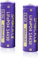 2-Pack 14430 3.2V 450mAh LiFePO4 Rechargeable Solar Battery for Outdoor Solar...