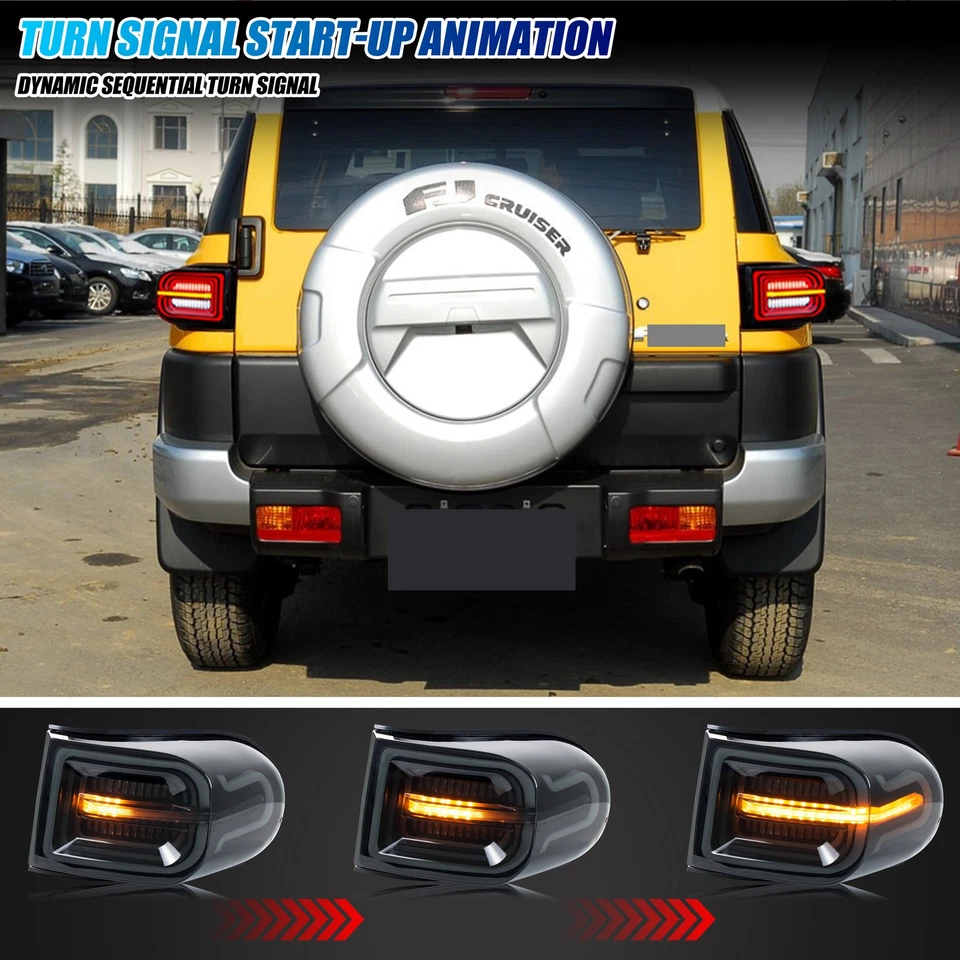 Conjunto de par de luces traseras LED para Toyota FJ Cruiser 2007-2020 negras Foto 3 de 4