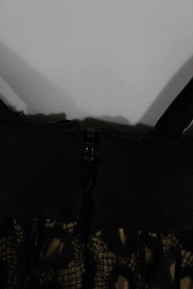 Vestido de cóctel Marc Bouwer Glamiti para mujer tejido abierto línea A negro beige talla 2 Foto 4 de 4