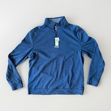 New Izod Mens Blue Long Sleeve Fleece 1/4 Zip Pullover Size Medium NWT