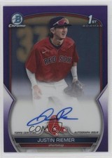 2023 Bowman Draft Chrome Prospect Purple Refractor 98/250 Justin Riemer Auto 6ns