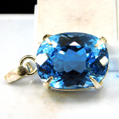 Natural 58.00 CT Certified Blue Sapphire Loose Gemstone Pendant 925 Solid Silver