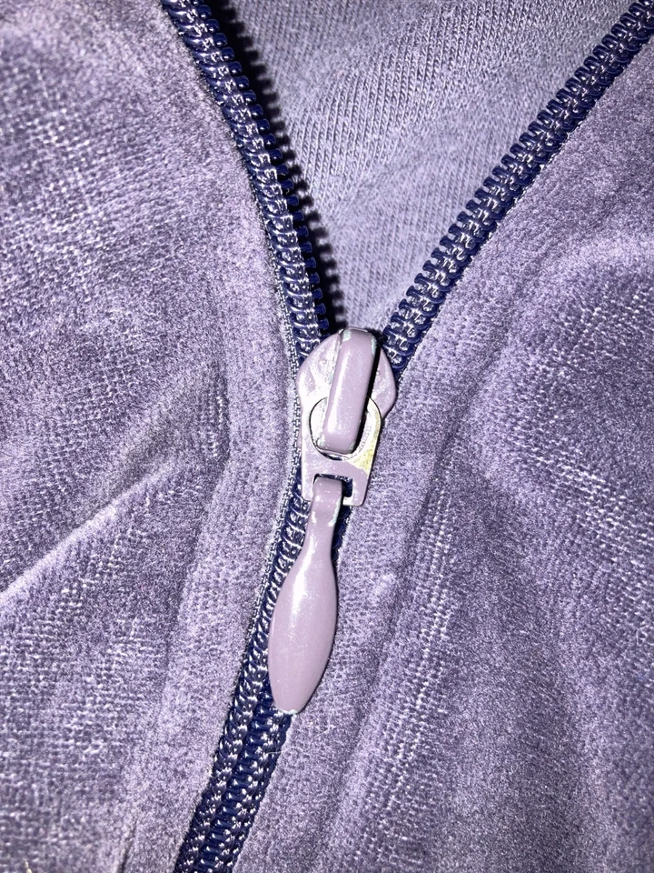 Adidas Women's Purple Long Sleeve Velour Full Zip Retro Y2K Hoodie Size S - Image 2 of 4