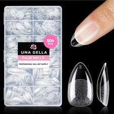 Una Gella Short Almond Nail Tips 504Pcs Short Fake Nails Soft Press On Gel Nail