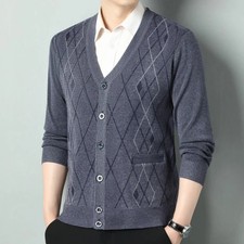Thick Knitted Cardigans for Middle-aged and Elderly Men in Autumn and Winter