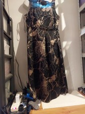 Monsoon.  Black Pattern Silk Blend Evening Dress.  Size 16
