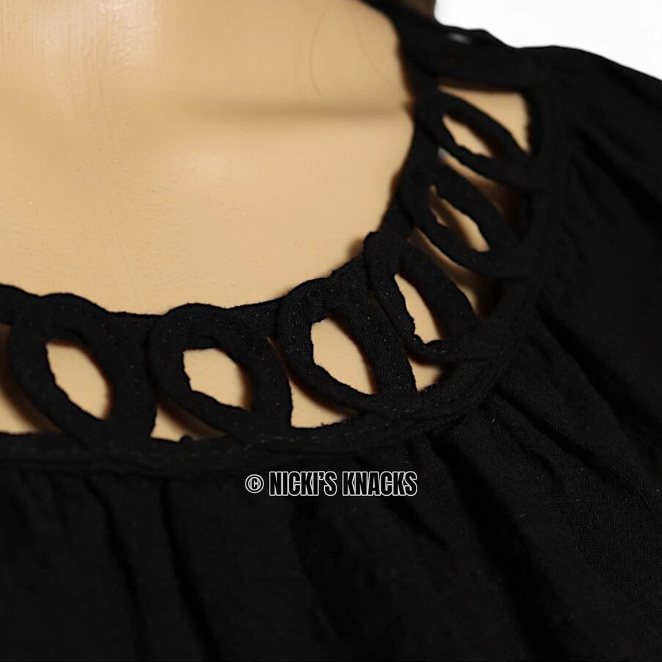 Max Studio черный флаттер рукав блузка решетка декольте хлопковая смесь размер XS - Изображение 3 из 4