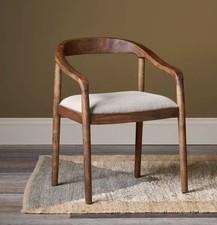 Anbu Mango Wood Upholstered Dining Chair - walnut NEW RPR £325