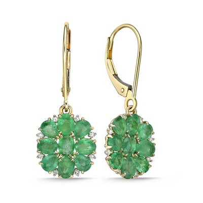 Ohrringe Damen 10 Karat Gelbgold Smaragd