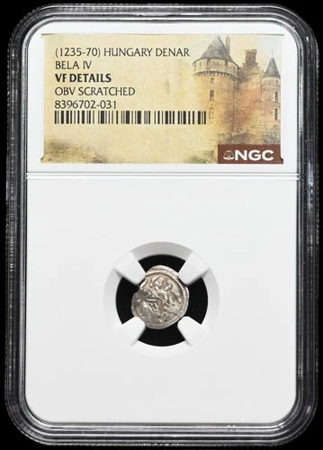 MEDIEVAL HUNGARY. Bela IV. 1235-1270. Silver Denar, NGC VF Details