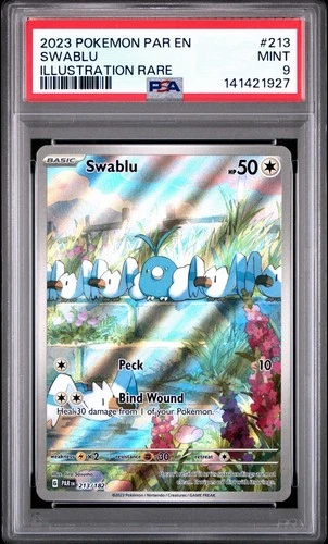 POKEMON 2023 Paradox Rift Illustration Rare SWABLU #213 PSA 9 Mint RARE
