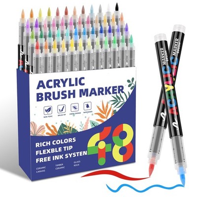 colpart Acrylfarbe Marker 48 Farben Permanent Wasserdicht Acrylstifte mit