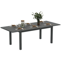 Outsunny Extending Garden Table with Slatted Top, 160/220 x 90 x 73 cm, Grey