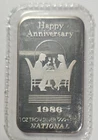 1 Ounce .999 Fine Silver 1986 Happy Anniversary National Mint Silver Bar