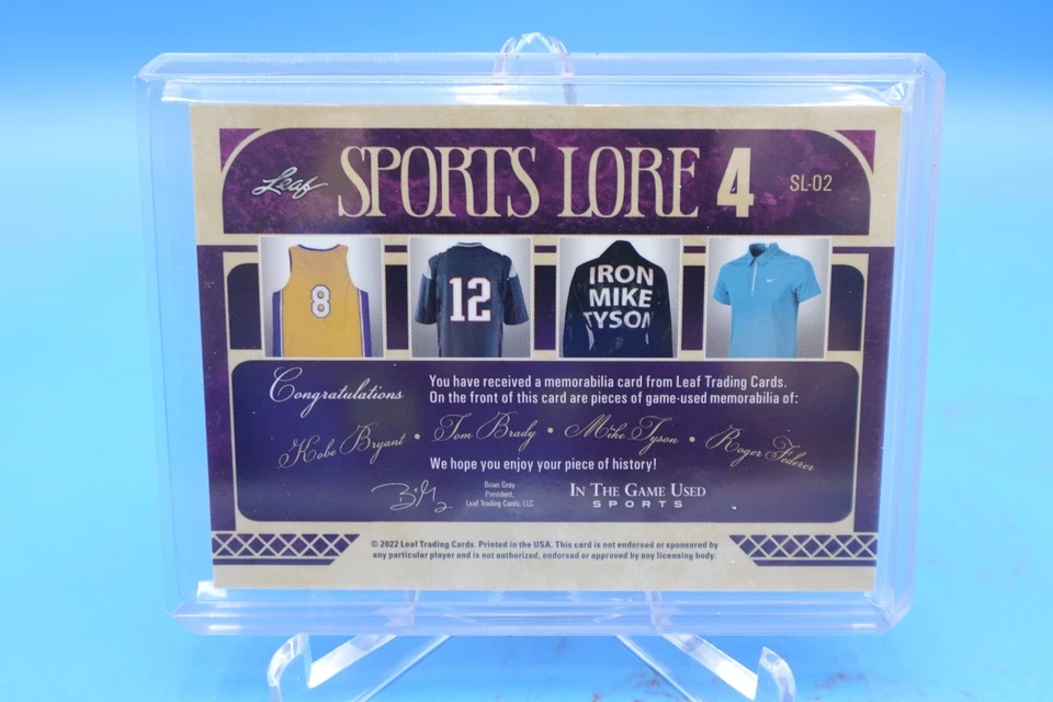 2022 Leaf ITG Used Kobe Bryant Tom Brady Mike Tyson Roger Federer Relic 4/4 - Image 2 of 2