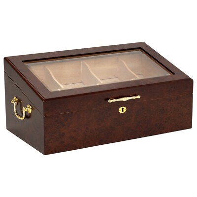 Retail Display Countertop Cigar Humidor Wood Box, 100-150 Cigar Capacity, 4 Bin