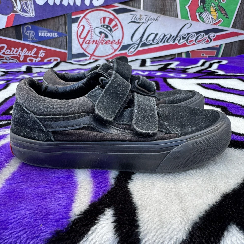Size 12.5 - Vans Old Skool 508731 Hook & Loop Sneakers Kids Black Canvas - Image 4 of 4