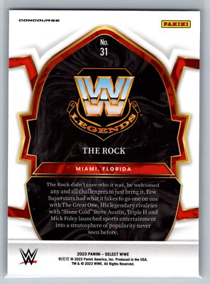 The Rock 2023 Panini Select WWE WRESTLING #31 | eBay