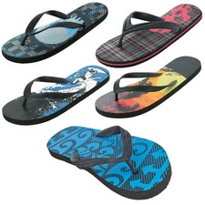 BEACH BASICS MEN'S PRINT SUMMER FLIP FLOP THONG SANDALS US 10