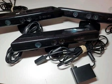 Lot of 3 - Microsoft 1414 Xbox 360 Kinect Sensor Bar + 1 Power Supply - Untested