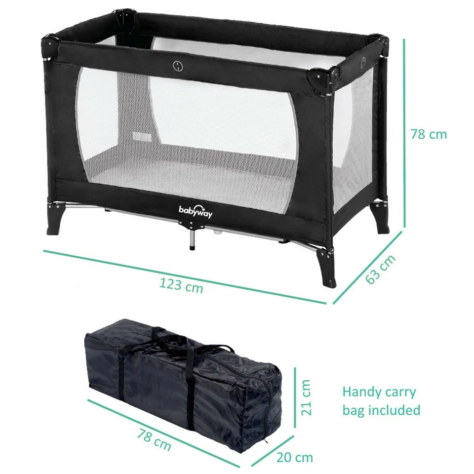 Travel Cot + Playpen with Mattress and Carry Bag by Babyway - Image 2 of 4
