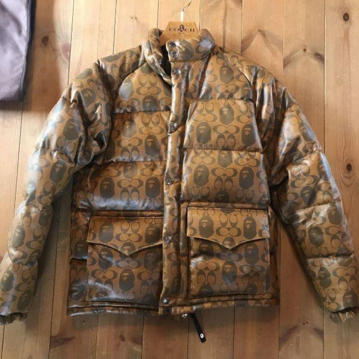 BAPE × COACH LEATHER DOWN JACKET Brown Size M Limited Mens New Extremely Rare BAPE × COACH LEATHER DOWN JACKET Brown Size M Limited Mens New Extremely Rare