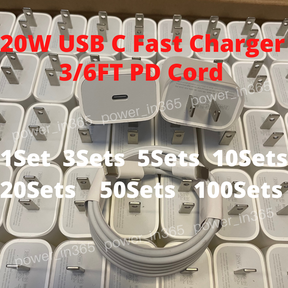 Lot 20W USB C Power Adapter Fast Wall Charger Cable Cord For Apple iPhone iPad