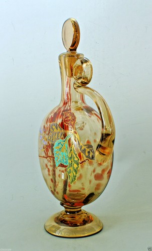 Moser Signed Art Nouveau Enameled Banjo Vase c.1880-1890 - Picture 8 of 12