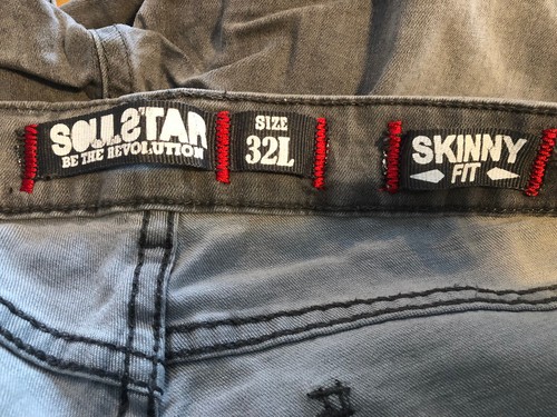 Soul Star Skinny Fit Jeans Gray Size 32L - Picture 3 of 10