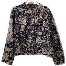 Citron Santa Monica Women's Silk Blend Brocade Hand Dyed Jacket.  Size XL