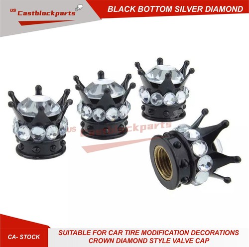 4x Crown Shape Valve Stem Caps Cap Air Tire Wheel Cover King Car/Truck - Picture 5 of 7