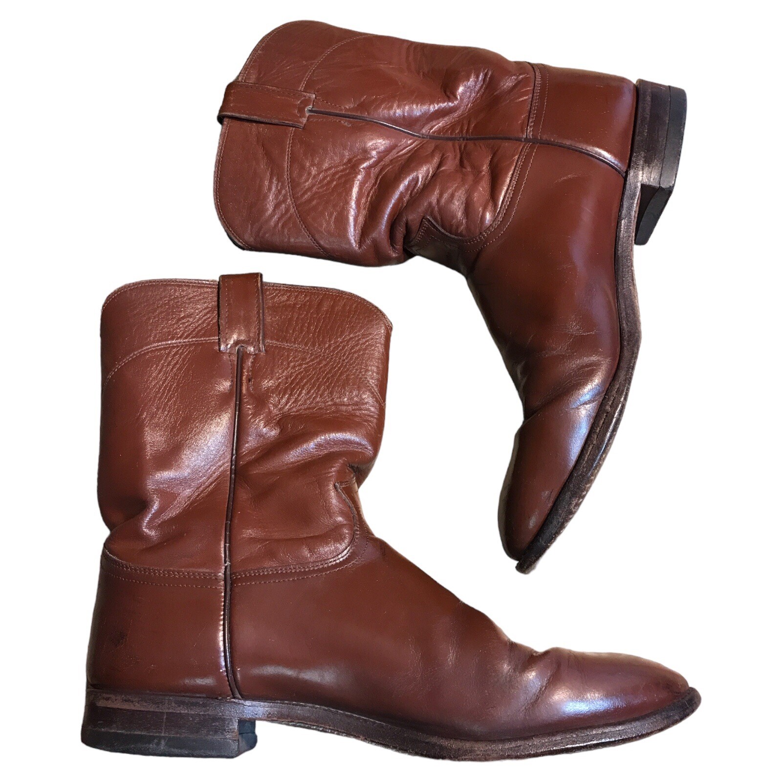 Justin Cowboy Western Boots Mens Size 12 D Brown Style 3802 Needs