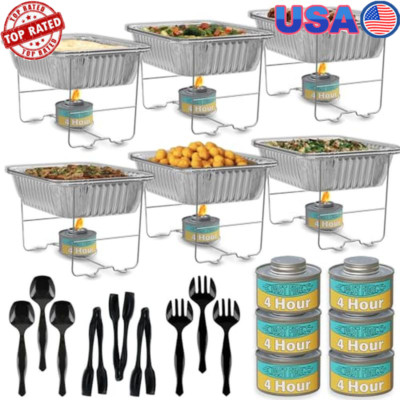 Chafing Dish Buffet Set Food Warmers Parties 6 Pack Disposable Catering Supplies