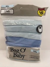 Bag O Baby BIBS Dark & Light Blue, White  Machine WASH Vinyl Back NEW Lot of 3