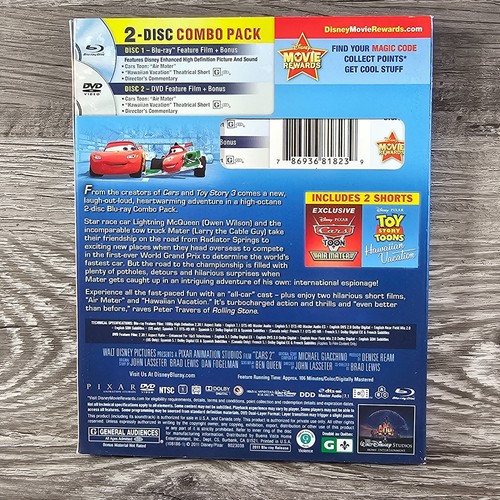 Cars 2 (Blu-ray, 2011) Disney Pixar W/ Sleeve Blu-ray ONLY - Picture 2 of 3