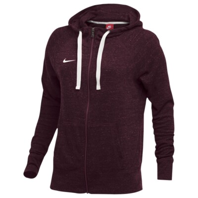 NEW WOMENâS NIKE LONG-SLEEVE GYM VINTAGE FULL ZIP HOODIE! IN DARK MAROON! $65! | eBay