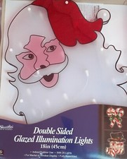 18" Pre Lit Santa Double Sided Glazed Window Silhouette Christmas Decoration