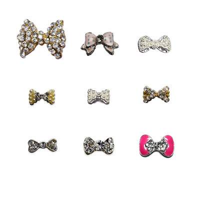 [DDP]5pcs Nail Art Rhinestone Bow Decorations Nail charms Supllies