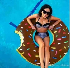 Big Mouth Giant Donut Pool Float Chocolate Frosting Sprinkles 4 Feet Wide