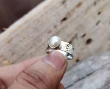 Freshwater Pearl Ring Solid 925 Silver Handmade Hemmered Ring All Size SR674