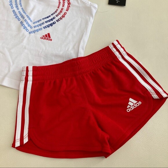 Adidas cute baby girl star red shorts set 2293 image 2