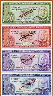 Specimen Set, Tonga, 1;2;5;10 Pa