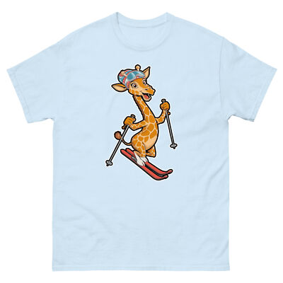 Giraffe Skiing Skier Fun Cartoon Ski Shirt T-Shirt