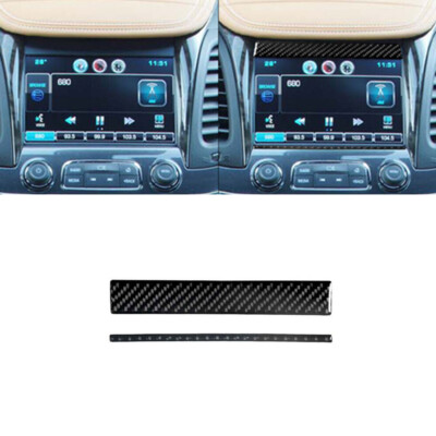 Navigation Top & Bottom Trim Strip Cover Carbon Fiber For Chevy Impala 2014-2020