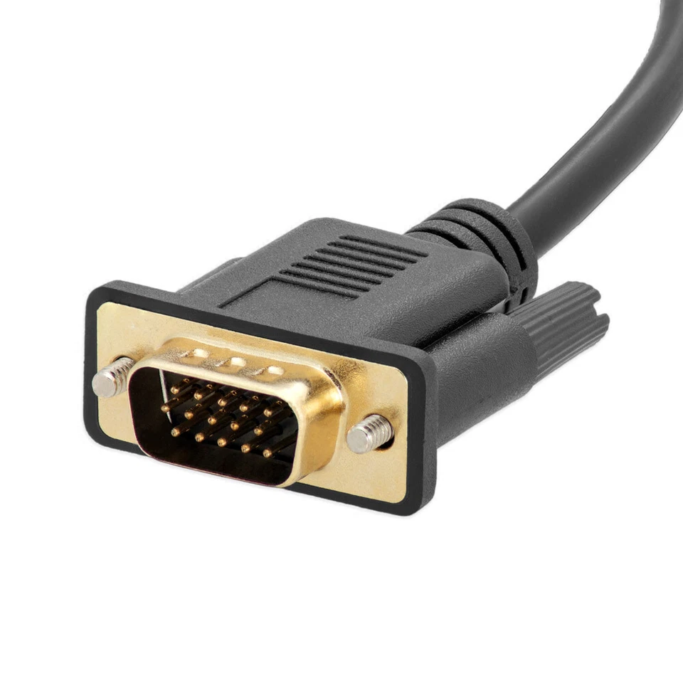 HDMI Stecker > VGA Stecker Kabel FullHD 1080p PC Monitor Adapter Vergoldet 1,8m - Bild 3 von 4