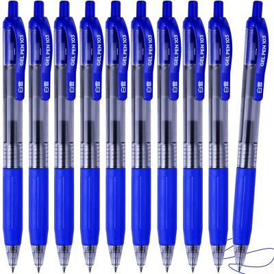 Retractable Blue Ink Gel Pens 10 Pack Quick Dry Fine Point Premium 