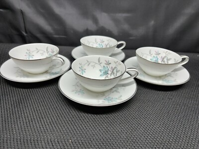 Noritake ''LORENE'' Japan ~ #5764 ~ Set of 4 ~ Cups & Saucers ~ 2'' Tall