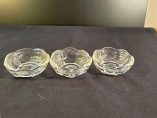 Set of 3 Vintage Open Salt Cellars Clear Glass Starburst 3"x1" Round